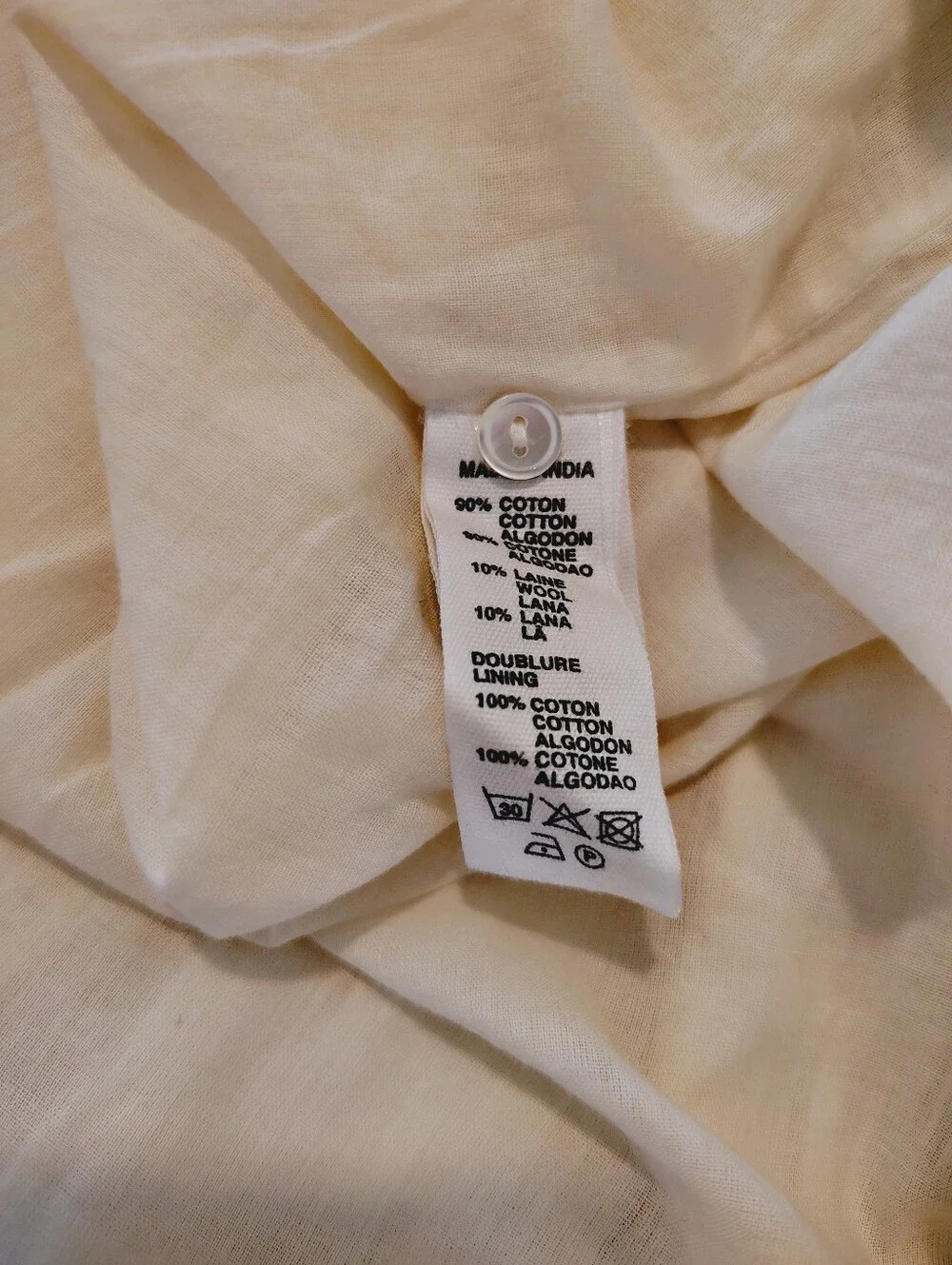 Bonpoint Cream Skirt Wool/Cotton Blend (French Brand)